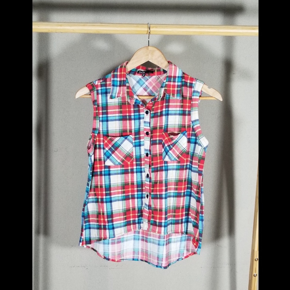 Plaid Button-up Crop Top